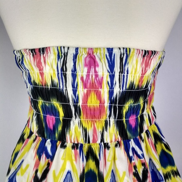 Strapless Ikat Print Empire Waist Dress - Picture 3 of 8